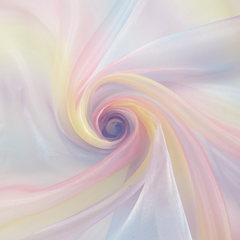 Wedding Backdrop Curtain - Dreamy Rainbow Gradient Organza Fabric, 3‑Strand
