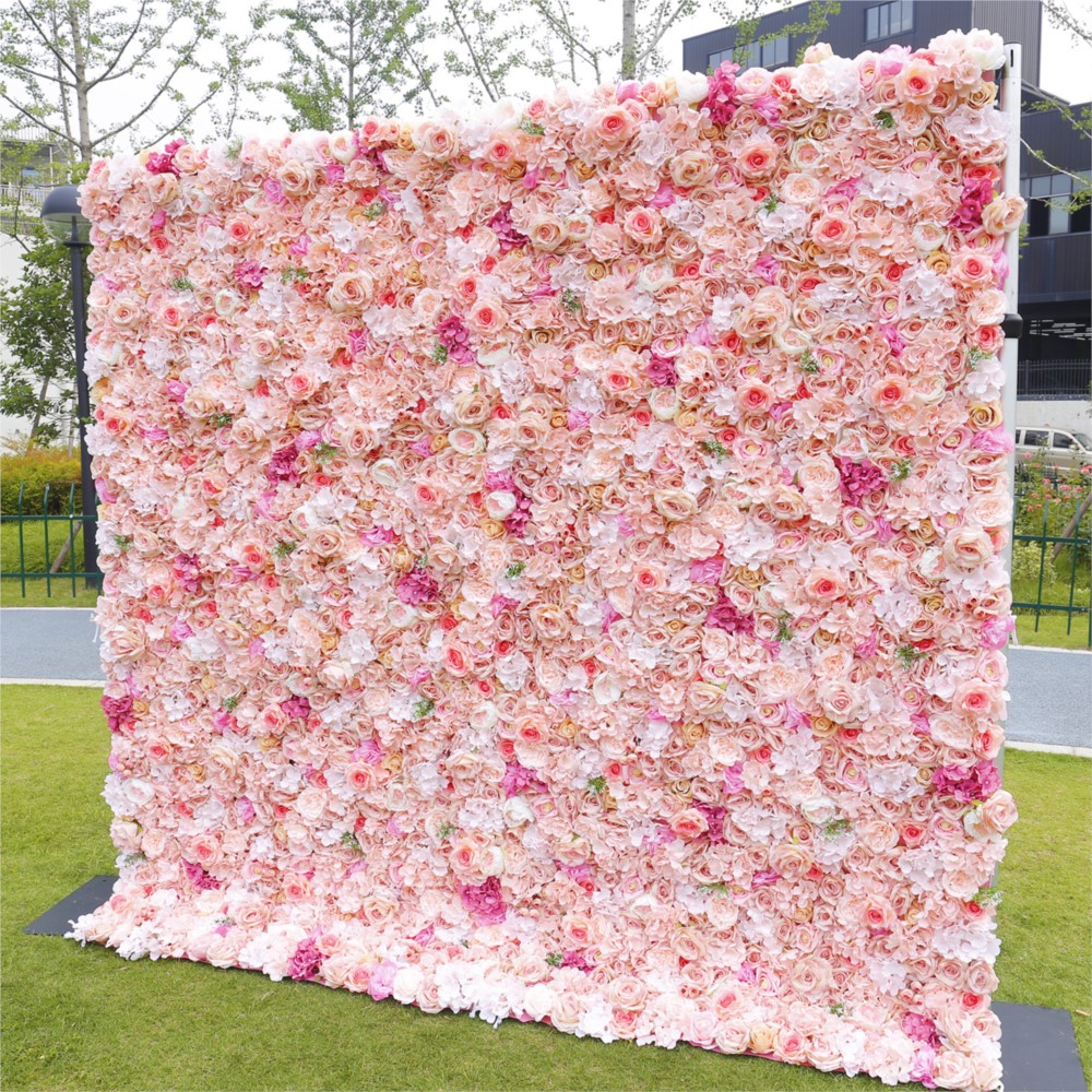 Uflower Pink Rose Hydrangea 5D - đánh giá và giá Wedding Backdrop Curtain