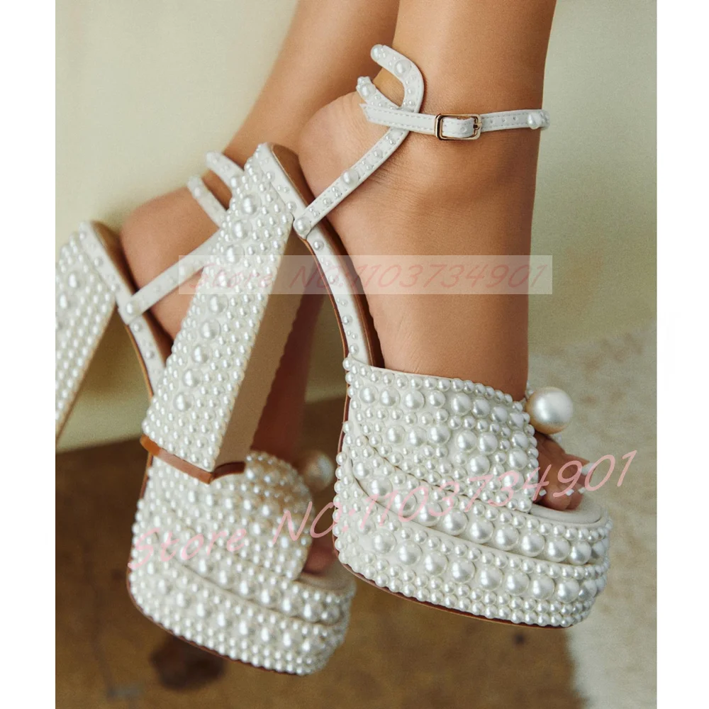 Women's White Pearl Platform S - đánh giá và giá Wedding Shop