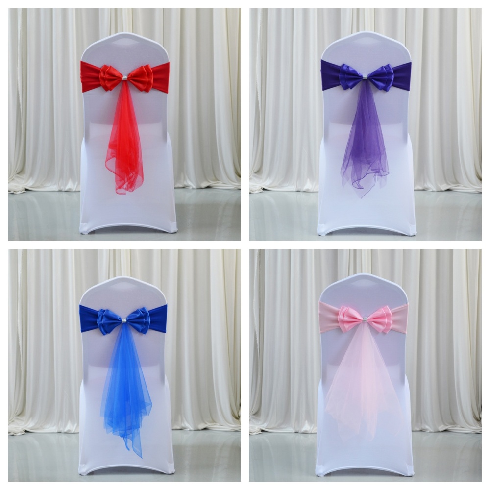 Stretch Bow Knot Customizable  - đánh giá và giá Chair Sash Organza