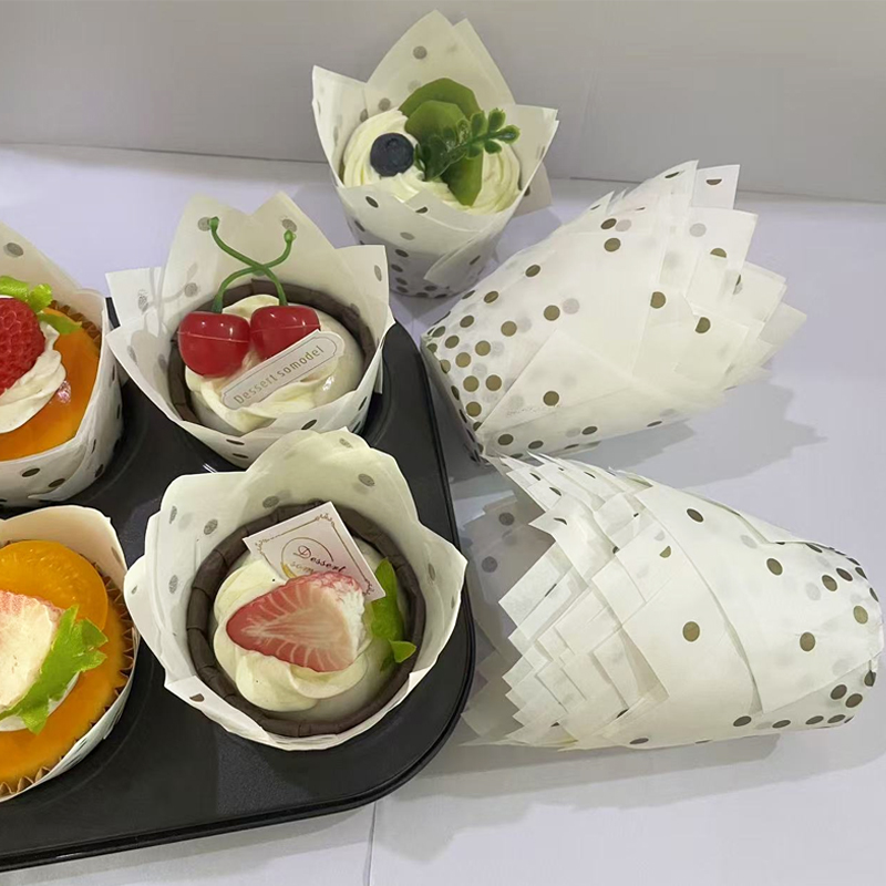 50Pcs/100Pcs Gold Dot Tulip Ca - đánh giá và giá Wedding Cake Supply