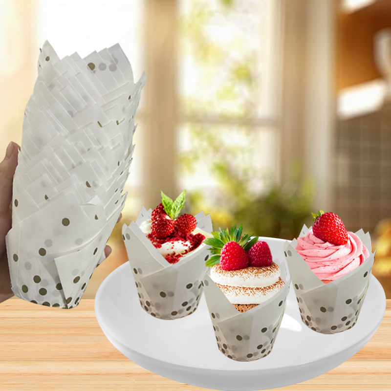 50Pcs/100Pcs Gold Dot Tulip Ca - đánh giá và giá Wedding Cake Supply